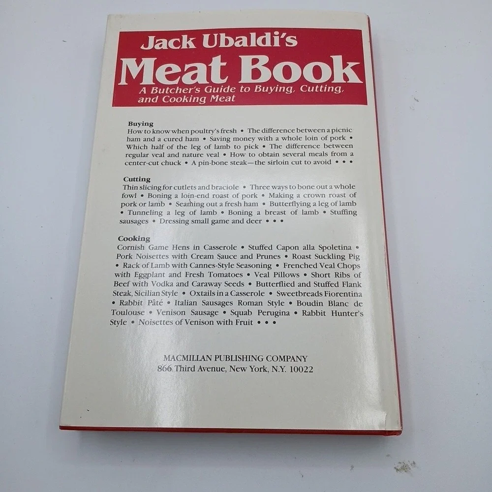 Jack Ubaldi's Meat Book A Butcher's Guide to Buying Cutting and Cooking Meat NOS